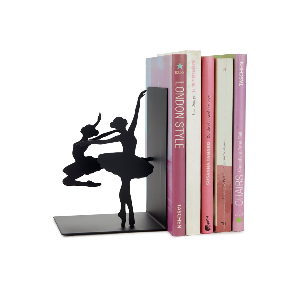 Fermalibri Decorativi A Forma Di Ballerina - Set Da 2 In Resina, Colore Oro E Grigio, Stile Contemporaneo, SPI Home