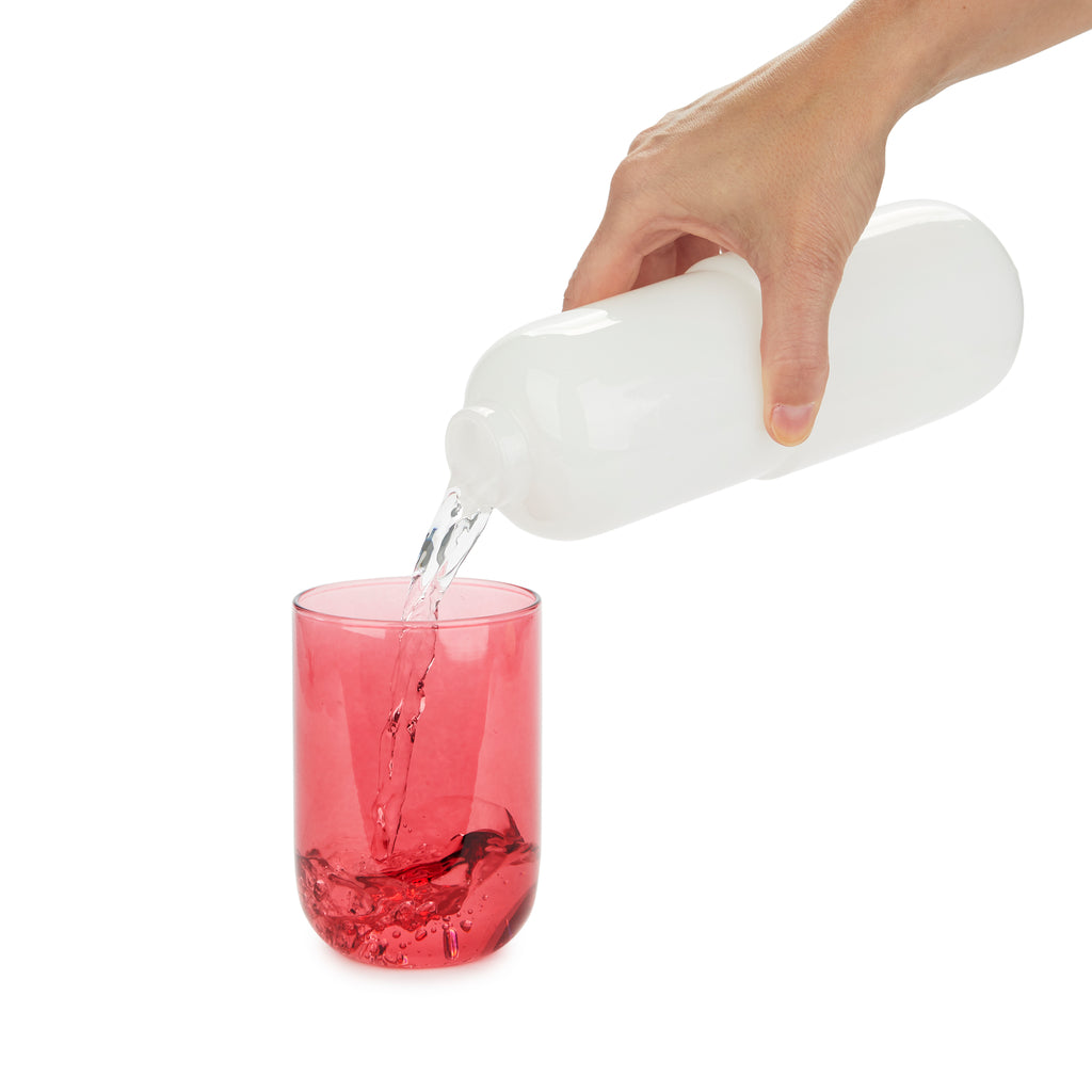 Water Pill Bottle and Drinking Glass