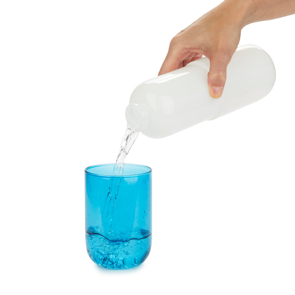 Water Pill Bottle and Drinking Glass