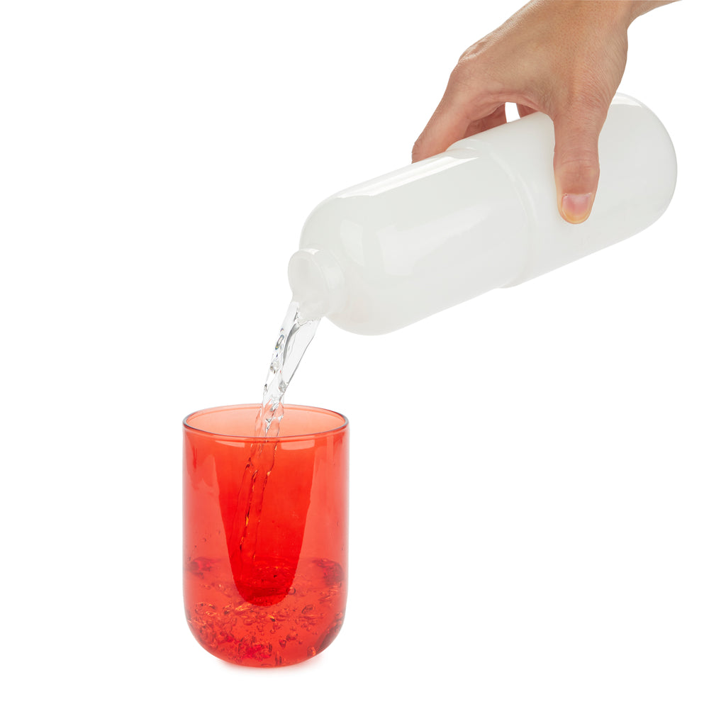 Water Pill Bottle and Drinking Glass