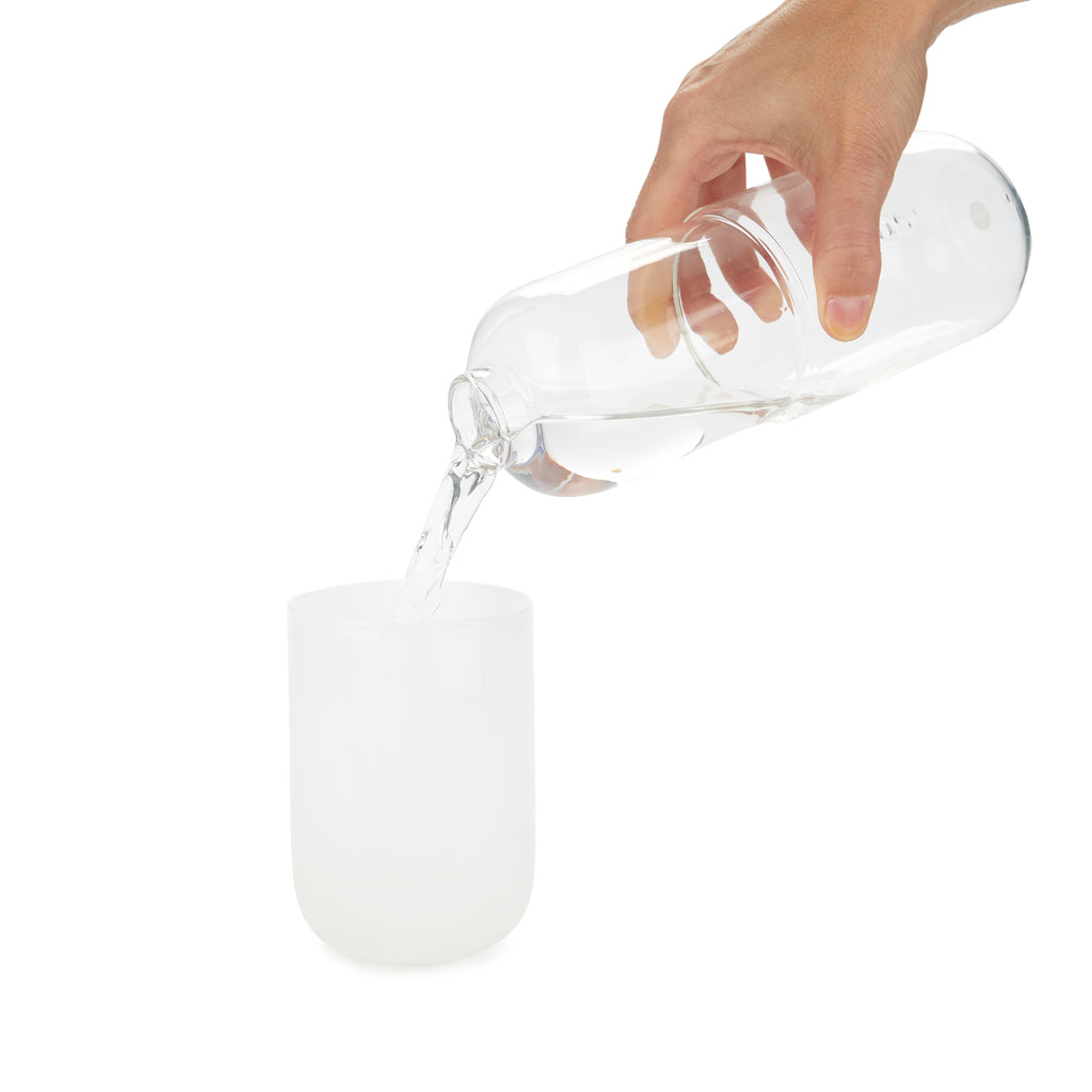 Water Pill Bottle and Drinking Glass