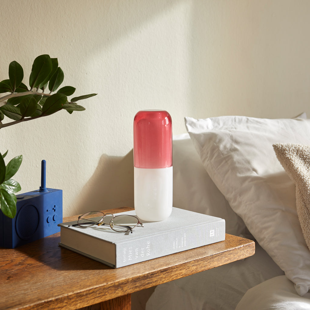 Water Pill Bottle and Drinking Glass