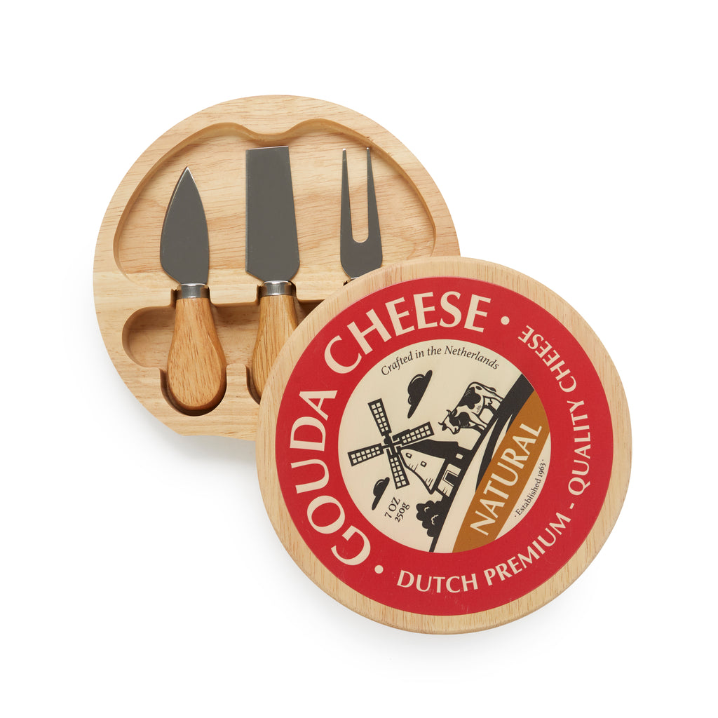 Tabla de quesos con utensilios Gouda