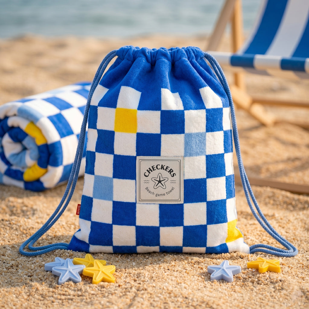 Toalla de playa con juego Checkers